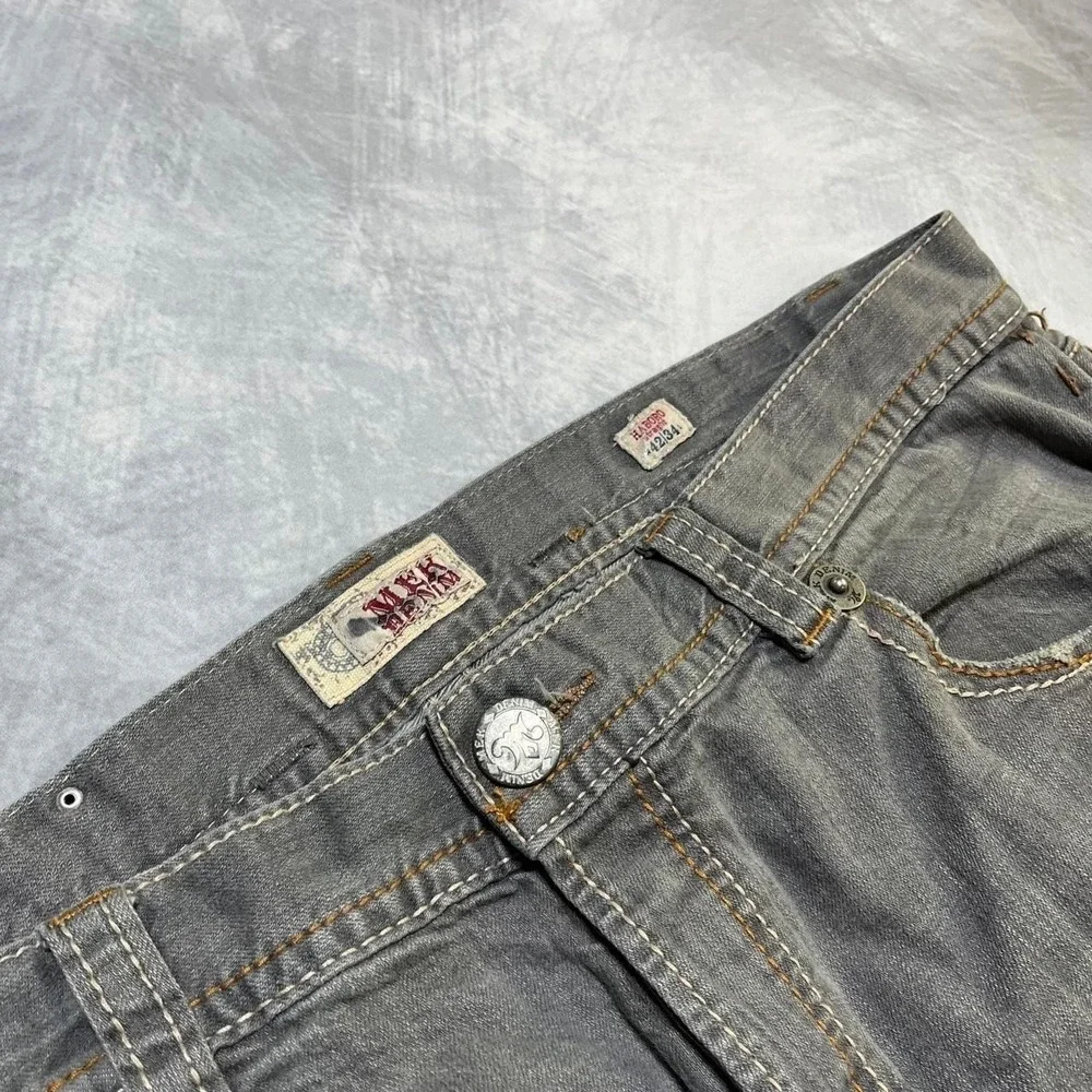 Y2K 2000s Baggy Grunge Bootcut MEK Indie Skater Hip Hop Embroidered Denim Jeans